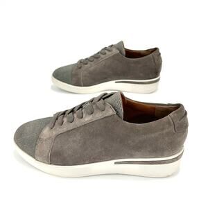 Gentle Souls Wms Sneaker Sz 7 By Kenneth Cole Haddie Platform Gray Suede Lace-Up